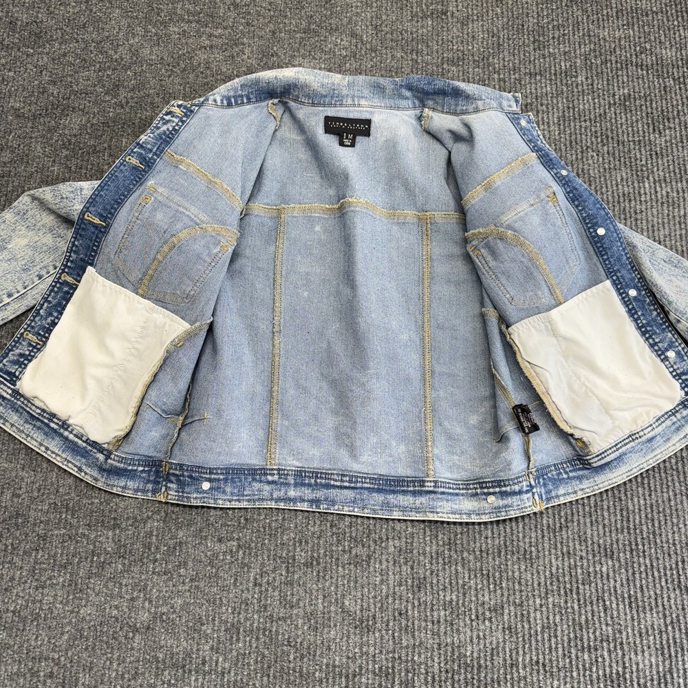 Tinseltown Denim Couture Acid Wash Trucker Jean Jacket Womens Medium Blue Cotton - Picture 2 of 13